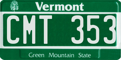 VT license plate CMT353