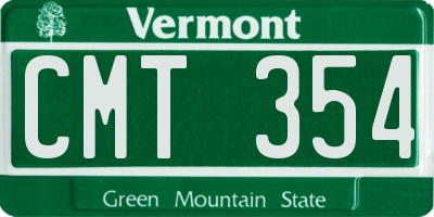 VT license plate CMT354