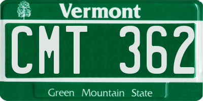 VT license plate CMT362