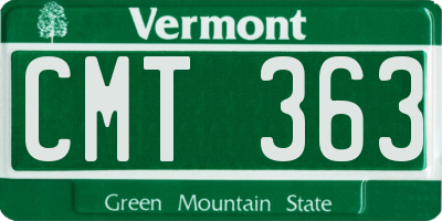 VT license plate CMT363