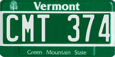 VT license plate CMT374