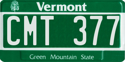 VT license plate CMT377