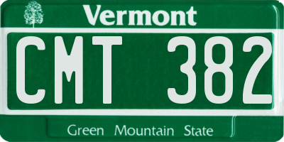 VT license plate CMT382