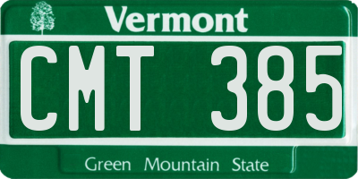 VT license plate CMT385