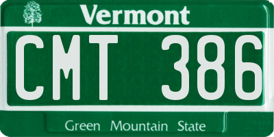 VT license plate CMT386