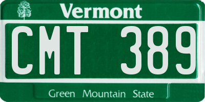 VT license plate CMT389