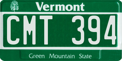 VT license plate CMT394