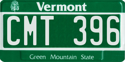 VT license plate CMT396