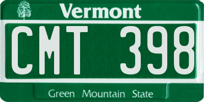 VT license plate CMT398