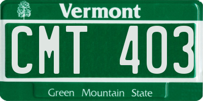 VT license plate CMT403