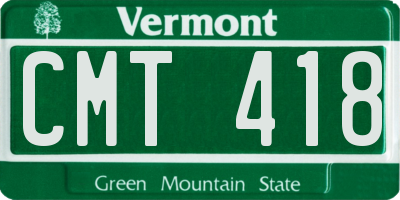VT license plate CMT418