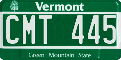 VT license plate CMT445