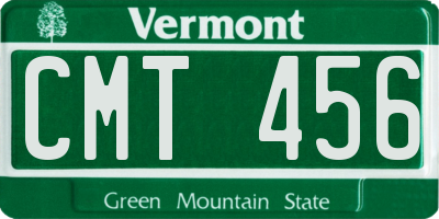 VT license plate CMT456