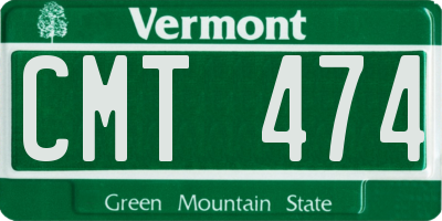 VT license plate CMT474