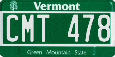 VT license plate CMT478