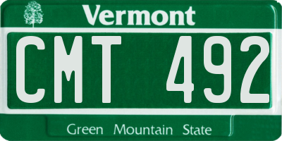 VT license plate CMT492