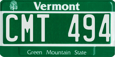 VT license plate CMT494
