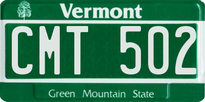 VT license plate CMT502