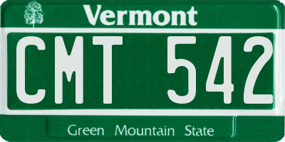 VT license plate CMT542