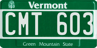 VT license plate CMT603