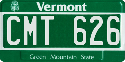 VT license plate CMT626