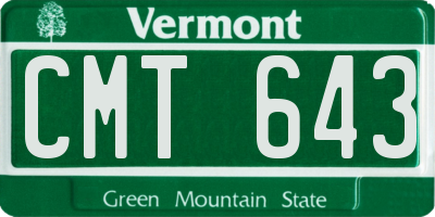VT license plate CMT643