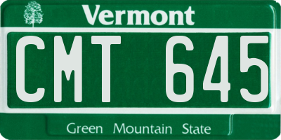 VT license plate CMT645