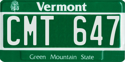 VT license plate CMT647