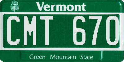 VT license plate CMT670