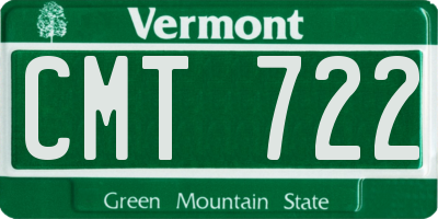 VT license plate CMT722