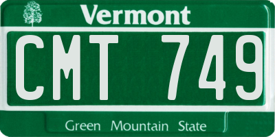 VT license plate CMT749