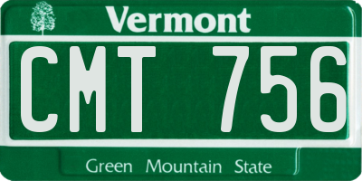VT license plate CMT756