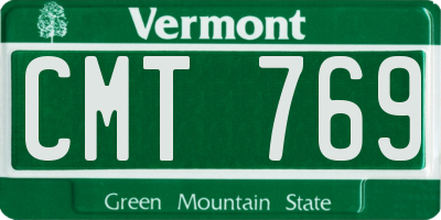 VT license plate CMT769