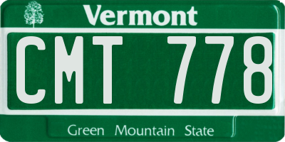 VT license plate CMT778