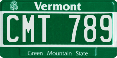 VT license plate CMT789
