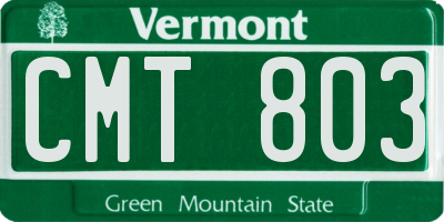 VT license plate CMT803