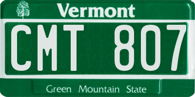 VT license plate CMT807