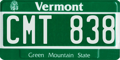 VT license plate CMT838