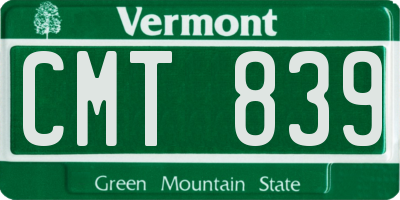 VT license plate CMT839