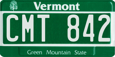 VT license plate CMT842