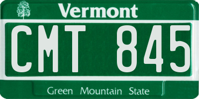 VT license plate CMT845