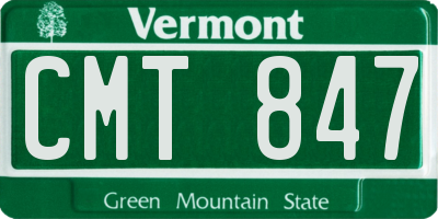 VT license plate CMT847