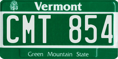 VT license plate CMT854