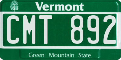 VT license plate CMT892