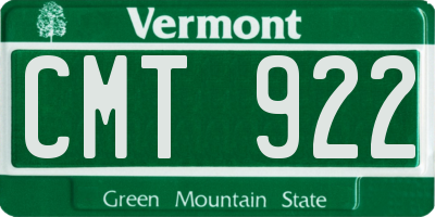 VT license plate CMT922