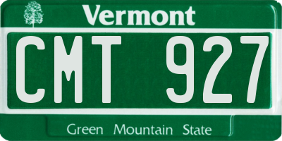 VT license plate CMT927