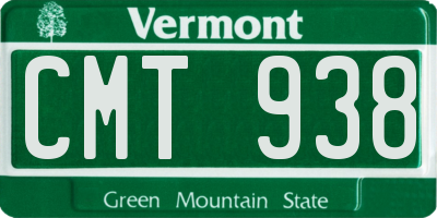 VT license plate CMT938
