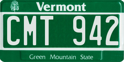 VT license plate CMT942