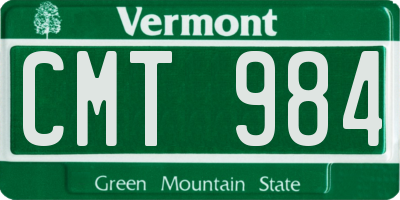 VT license plate CMT984