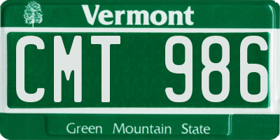 VT license plate CMT986